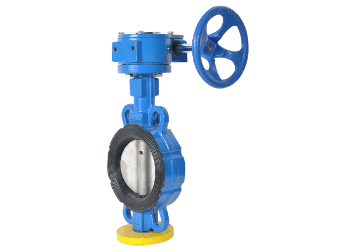 Worm gear wafer type soft seal butterfly valve